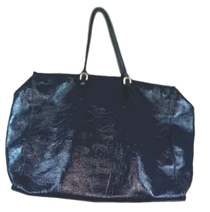 TALBOTS dunkelblau BESCHICHTET wetterfest LEDER Beuteltasche GELDBÖRSE Tasche Druckknopfverschluss groß - Bild 1 von 13