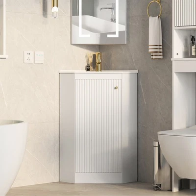 Combo de lavabo de baño de esquina de 24" para lavabo independiente de espacio pequeño Foto 1 de 4