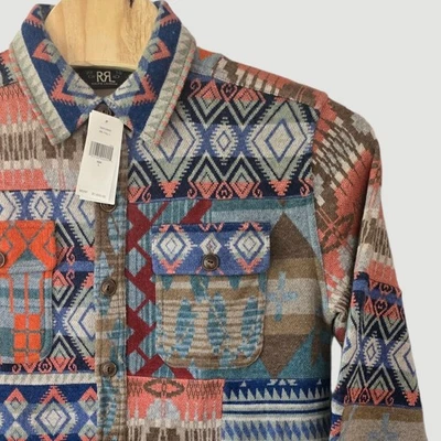 RRL Ralph Lauren Patchwork Western Flannel Shirt Jacket Aztec Tribal - Image 1 of 4