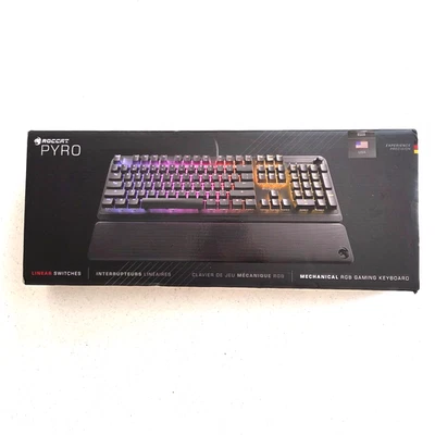 ROCCAT Pyro RGB Mechanical Gaming Keyboard Black USB Wrist Rest Fully Tested LN - Image 1 of 4