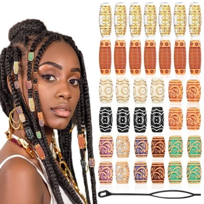 38 piezas cuentas de madera para cabello para trenzas y rastas, cuentas de joyería Loc para negro... Foto 1 de 4