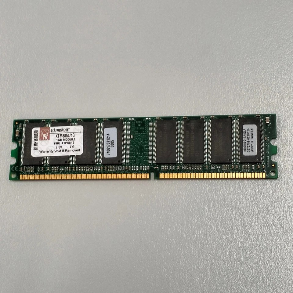 Kingston 1GB DDR1 RAM PC-2700 333MHz CL2.5 2.5V non-ECC DIMM KTM8854/1G 41P6812 - Image 1 of 4