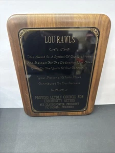 Rare Vintage Lou Rawls Estate Youth Community Award Plaque wooden - Picture 1 of 6