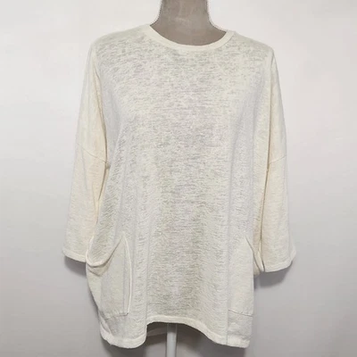 Top túnica Forever 21 para mujer talla M mezcla de lino marfil manga dolman de gran tamaño Foto 1 de 4