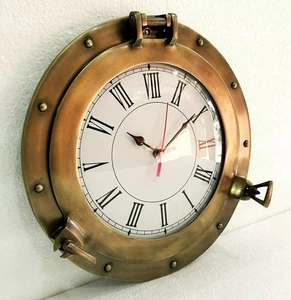 Orologio oblò nave in ottone da 12'' - decorazione da parete nautica marittim... - Foto 1 di 9