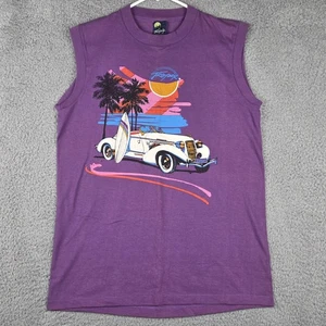Vintage 80er Surf Shirt Damen Large lila Tropix Auto Surfen Grafik ärmellos - Bild 1 von 7