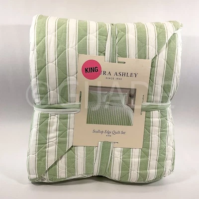 Laura Ashley 3 件套被子套装 104 x 96 英寸国王棉新品 — 第 1/4 张图片