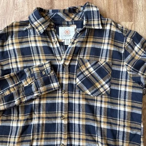 Cloudveil Men's Large Long Sleeve Flannel Blue Gold - Picture 1 of 9