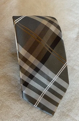 GEOFFREY BEENE Gray Petros Plaid Silk Blend Neck Tie 58" x 3.25" NEW $55 - Image 1 of 4