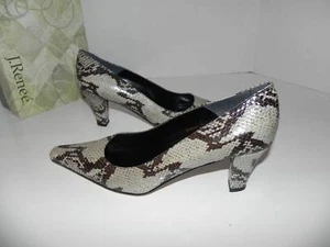 J. RENEE RENETTA PYTHON SNAKE PRINT BONE HEELS PUMPS 11 - Picture 1 of 1