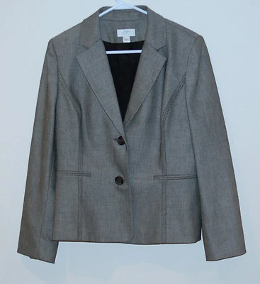 NUEVO Chaqueta Blazer Ann Taylor Loft Mujer Gris Lana Talla 10 Foto 1 de 2