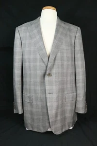 Ermenegildo Zegna Mens Wool Silk Blend Lt. Gray Plaid Sport Coat 54R Italy 44 US - Picture 1 of 16