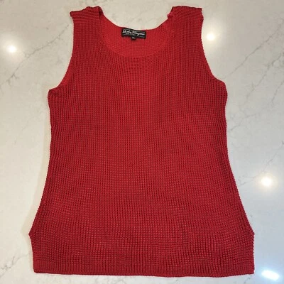 Camiseta sin mangas Salvatore Ferragamo para mujer XL seda tejido con cable rojo metálico Foto 1 de 4