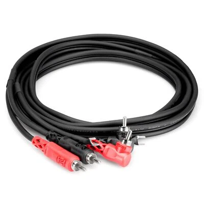 Hosa CRA-202DJ 6-Foot Dual RCA to Dual Right-angle RCA Cable with Ground Wire - Image 1 of 3