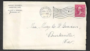 BOSTON MASS. 1897 STREETCAR , CIRCUIT flag cancel, R.P.O., Harvard c.c. - Picture 1 of 3