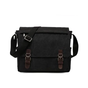 Bolso mensajero de hombro escolar militar de cuero de lona vintage para hombre - Imagen 1 de 3