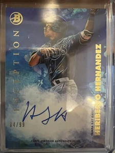 Heriberto Hernandez 2021 Bowman Inception azul en tarjeta automática/99 Tampa Bay Rays - Imagen 1 de 2