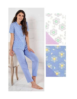 Pigiama aperto manica corta da donna in cotone fresco jersey Linclalor 74480