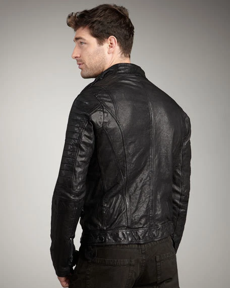 CHAQUETA MOTO CUERO LAVADO "PÍCARO", CUELLO BARACUTA, NEGRA, PARA HOMBRE, XXL, $895.00  Foto 1 de 1