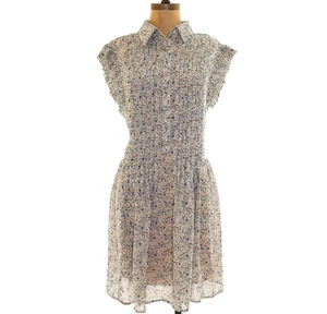 Vestido Camisa Wayf Nordstrom Paxton M Manga Corta Plisado Azul Floral Informal B9 - Imagen 1 de 5