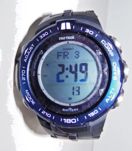 Reloj Casio Hombre Pro Trek Atomic Solar Triple Sensor Negro y Azul 3444 PRW-3100YB - Imagen 1 de 16
