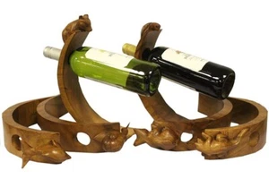 Animal Design Wine Bottle Holder, Stylish Hand Carved Balancing Bottle Holder, - Picture 1 of 54