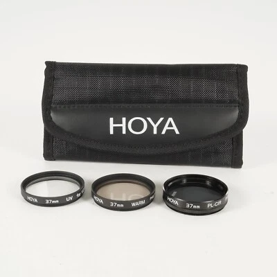 Hoya 37mm Filter Set- UV for Video, Circular Polarizer, & Warm - Image 1 of 4