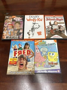 Lot of 5 Childrens DVDs Fred, Whimpy Kid, Sponge Bob, School Rock, Naked brother - Picture 1 of 2