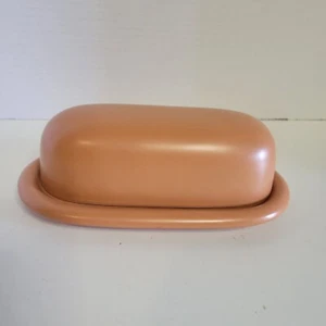 Vntg Crown Corning Terracotta Matte Finish 7.25" Ceramic Butter Dish With Lid - Picture 1 of 3