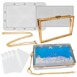 Bolso de mano rectangular de silicona moldeada epoxi hágalo usted mismo bolso sin asas con accesorios - Imagen 1 de 10