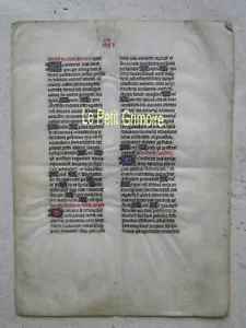 4 pp. MS XV° d'un LIVRE D'HEURES (belles lettrines bleues, rouges sur fond or). - Bild 1 von 7