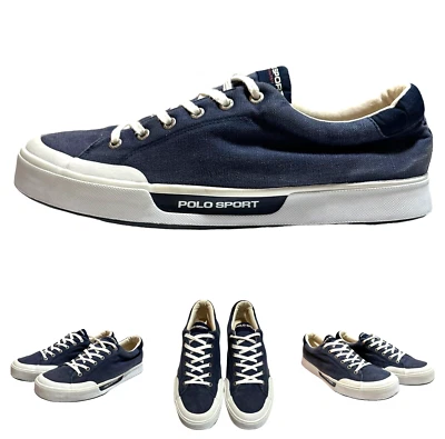 POLO SPORT RALPH LAUREN Low Sneaker Shoes Mens Sz 13 D Navy Blue & White Low Top - Image 1 of 4