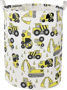 Round Laundry Basketkids Dirty Clothes Laundry Hamper For Boys Toys Construction - Picture 1 of 7