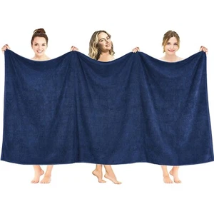 Oversized 40x80 Navy Blue Bath Sheet - Luxurious 100% Cotton, Super Absorbent - Picture 1 of 10