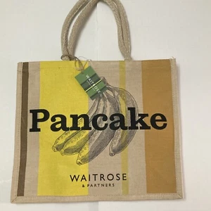 Waitrose Banana Pancake Tote Bag British Stripe Shopper Gift Jute New 2024 - Picture 1 of 7