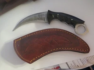 21 cm DAMASCUS Forged DAGGER KNIFE with 10 cm curved blade bought in pakistan - Picture 1 of 2