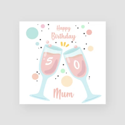 Tarjeta de 50 cumpleaños personalizada hecha a mano champán mamá hermana amiga familia ella Foto 1 de 4
