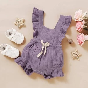 Mono informal mameluco sin mangas con volantes para bebé niña niño Recomendar 9 - 12 M - Imagen 1 de 10