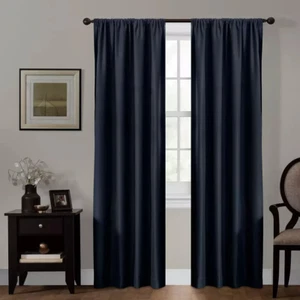Navy Blue Blackout Curtain Maytex Smart Curtain Julius 100% 1 Panel 50in X 84 in - Picture 1 of 7