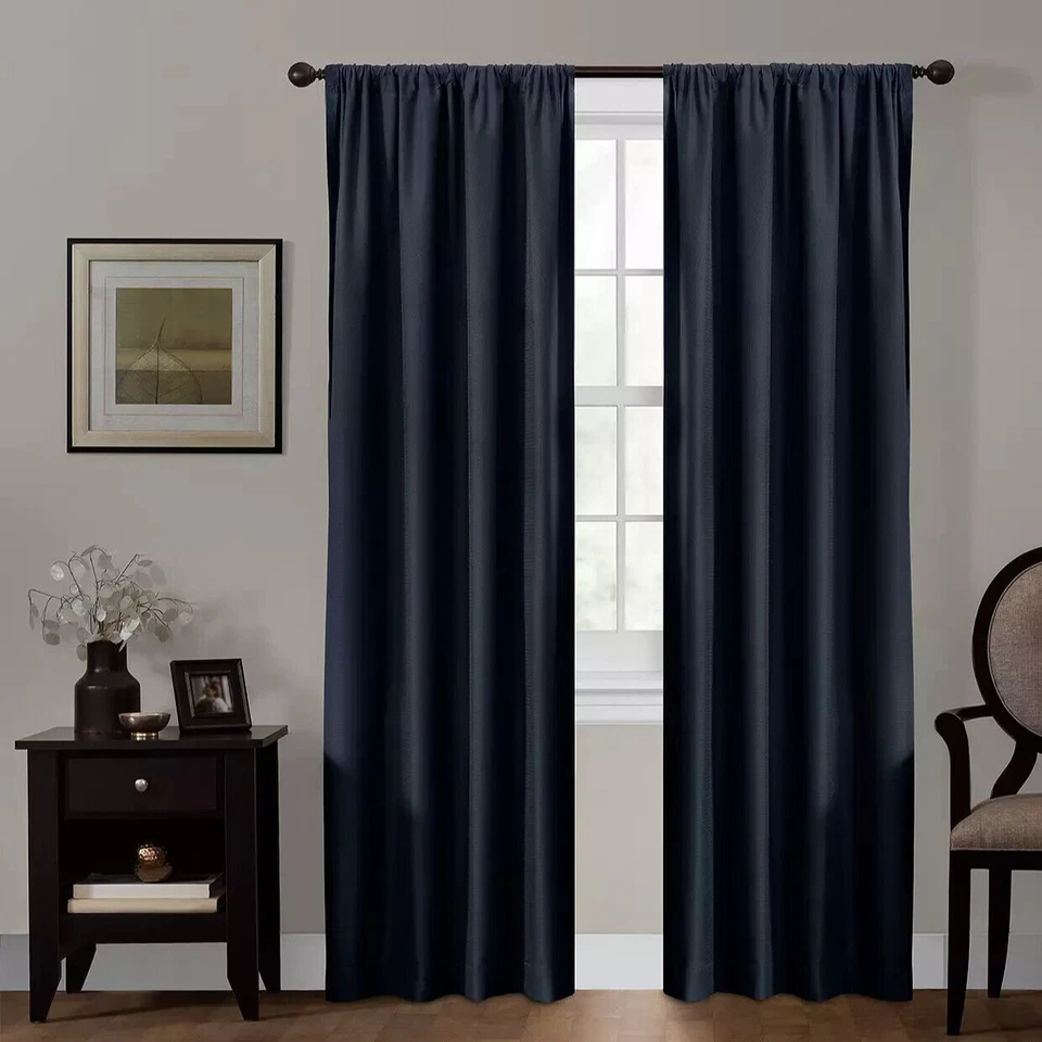 Cortina blackout azul marinho Maytex Smart Curtain Julius 100% 1 painel 50 polegadas X 84 pol - Imagem 1 de 4