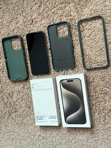 Apple iPhone 15 - 256 GB - Black (Unlocked) Natural Titanium in Otterbox - Afbeelding 1 van 10