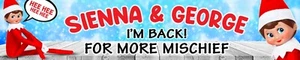2 x Personalised Naughty Elf I'm Back Banners - Picture 1 of 1