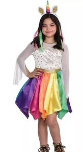 Mystical Unicorn Dress Rainbow Costume - Child Small 4-6 Dress And Headband - Picture 1 of 3