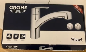 Grohe Start Kitchen Mixer Tap Pull Out Dual Spray Non-Swivel Spout Single Lever - Picture 1 of 7