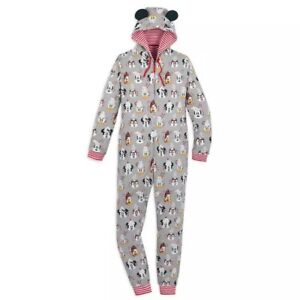 Disney Store Mickey & Minnie Mouse Holiday Hot Cocoa Mugs Bodysuit Pajamas Adult
