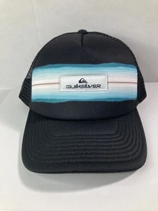 Quiksilver Trucker Hat Black Blue White Mesh Snapback Cap Unisex Surf Style - Picture 1 of 5