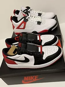 Air Jordan 1 Low OG Black Toe CZ0790-106 Size 11 & Jordan 4 Retro Low Red Cement - Picture 1 of 19