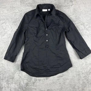 Manga enrollable XS negra con botones White House Black Market para mujer - Imagen 1 de 9
