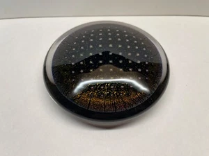 Large 5” Art Glass Disc Paperweight 1.9 lb Air Bubbles - Picture 1 of 11