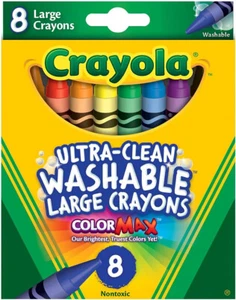Crayola 523280 Ultra-Clean Washable Crayons, Large, 8 Colors/Box - Picture 1 of 2